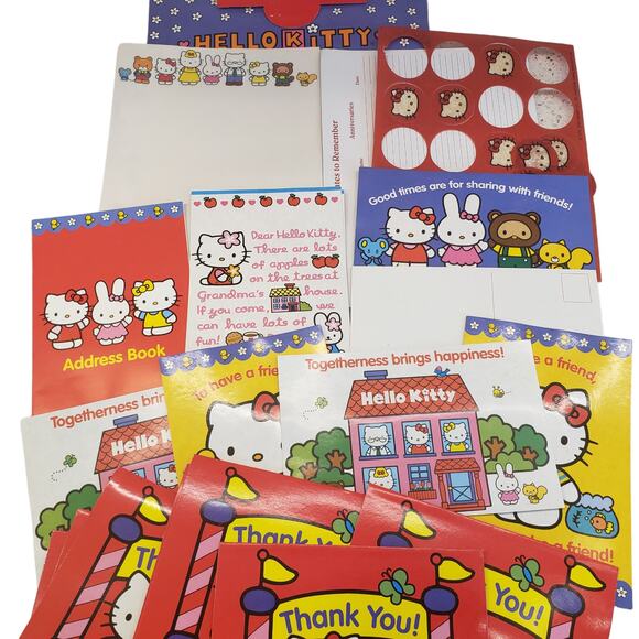 Vintage Hello Kitty Stationery Kit 2003 Sanrio Hello Kitty Paper Stickers NOS - Picture 7 of 13